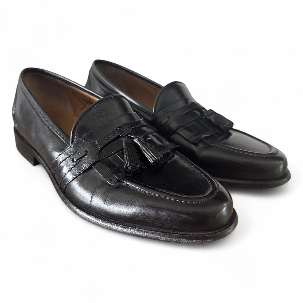 Florsheim Mens 9.5 D Black Leather Tassel Loafers Dress Shoes Slip On 18498